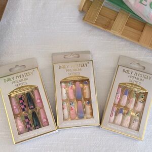 3pcs.Premium Series Nail Tips Set - Pink, Purple, Blue